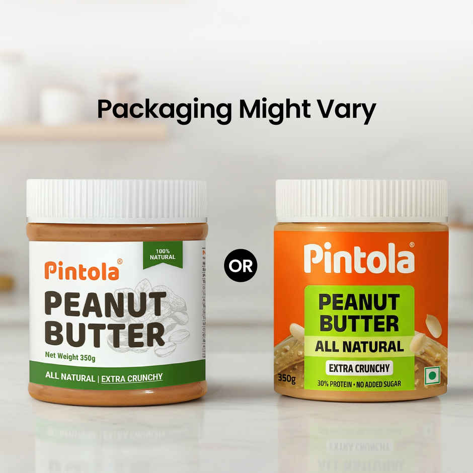 Pintola All Natural Peanut Butter, Extra Crunchy, Unsweetened, 30g Protein, Vegan, Gluten Free