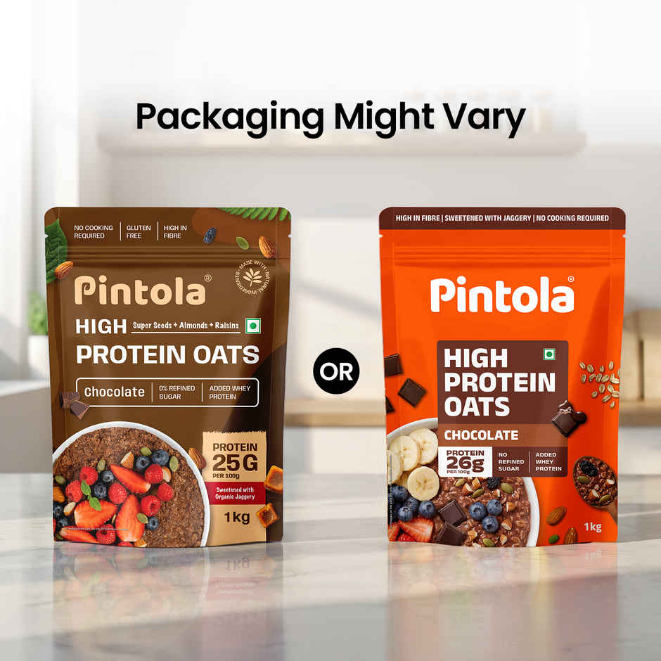 Pintola High Protein Oats Dark Chocolate With Almonds Raisin Pumpkin And Chia Seeds