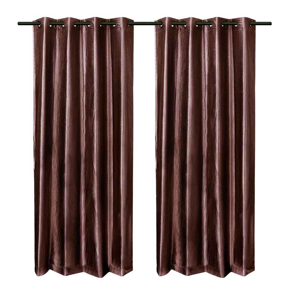 Antzco Plain Brown Door Curtain 7 ft x 4 ft | Pack of 2 | DC10