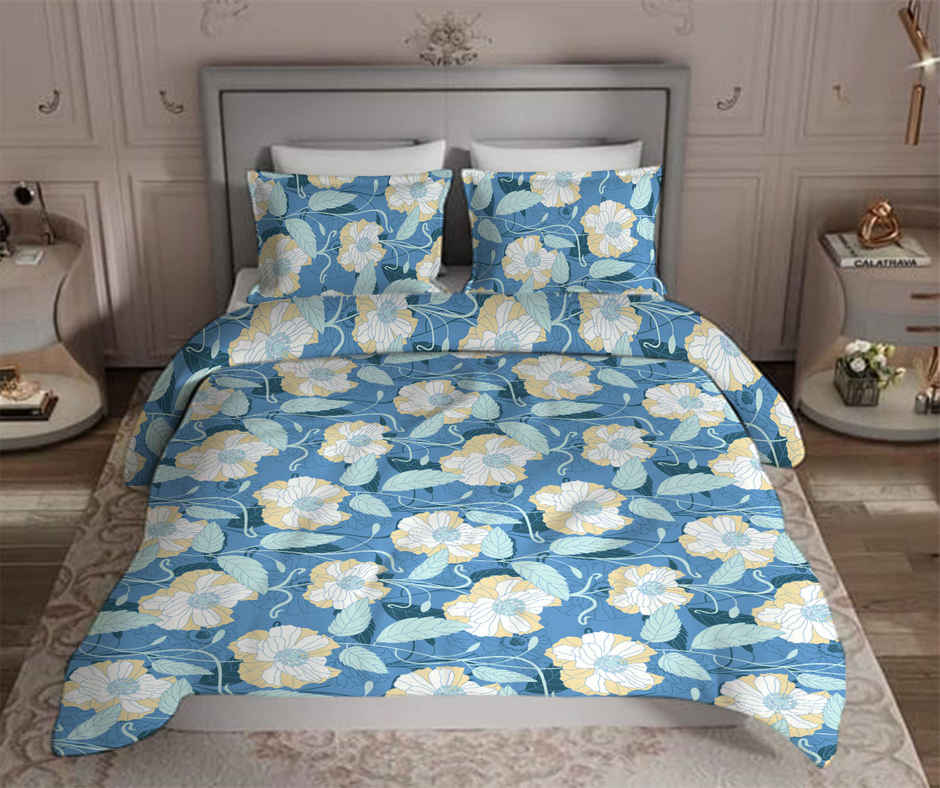 Elegant Weavers Madrid Double Microfibre Floral Bedsheet With 2 Pillow Cover Multicolour 91 x 85 in