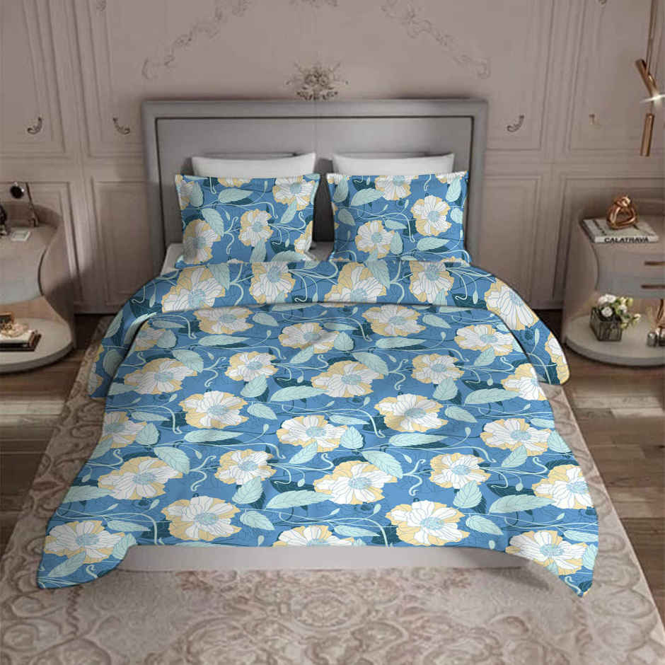 Elegant Weavers Madrid Double Microfibre Floral Bedsheet With 2 Pillow Cover Multicolour 91 x 85 in