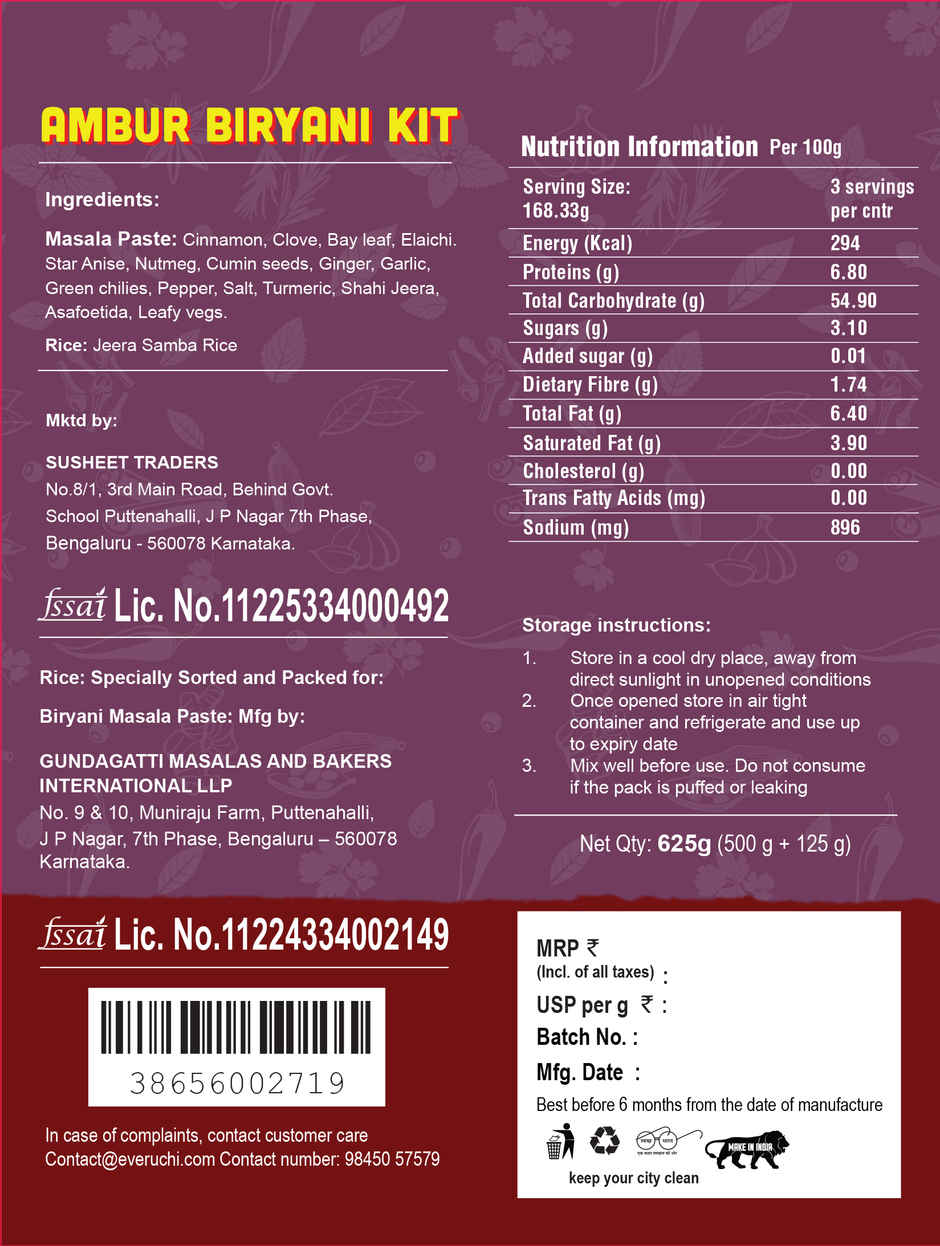 Everuchi Ambur Biryani Kit
