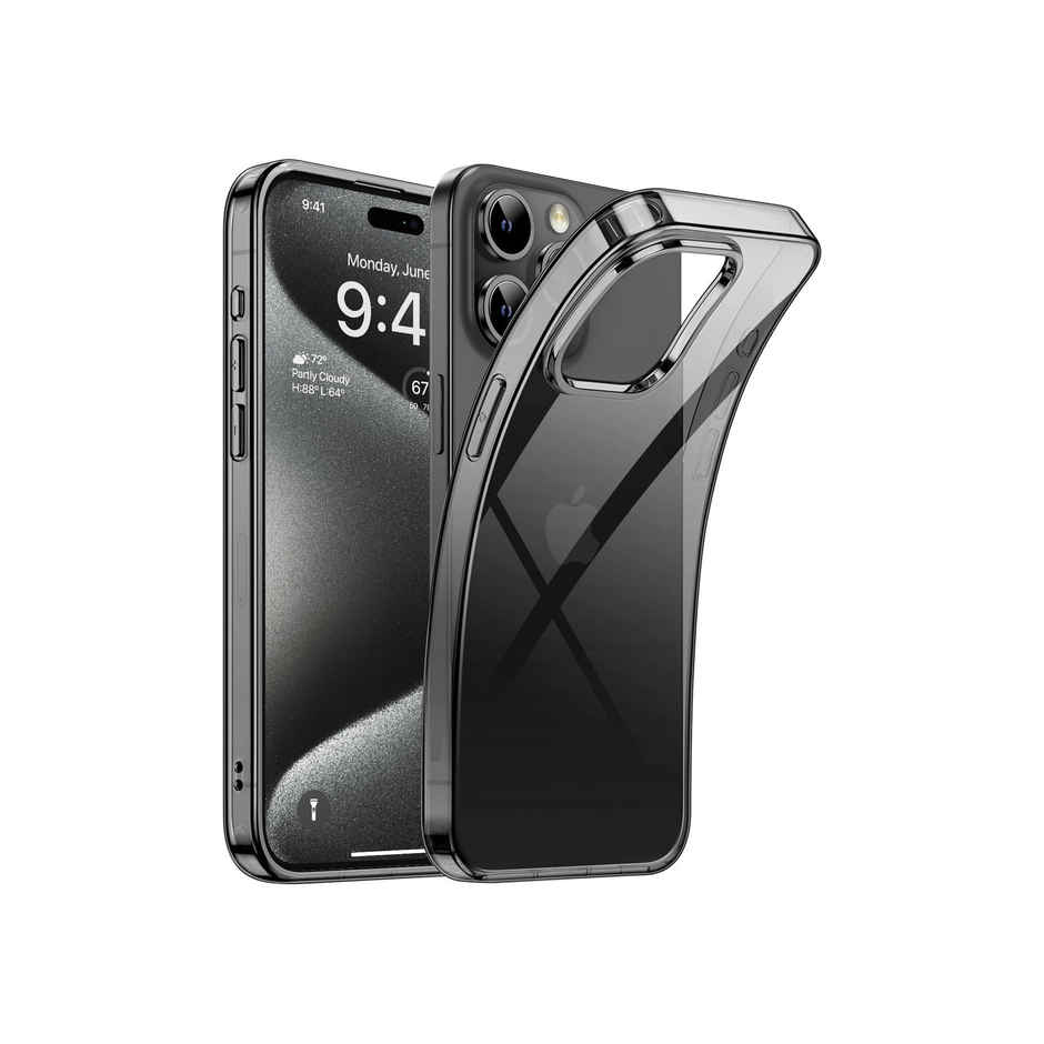 ExpressB For iPhone 16 Pro Max Case Cover Clear Transparent | Thin Soft Back - Clear Black