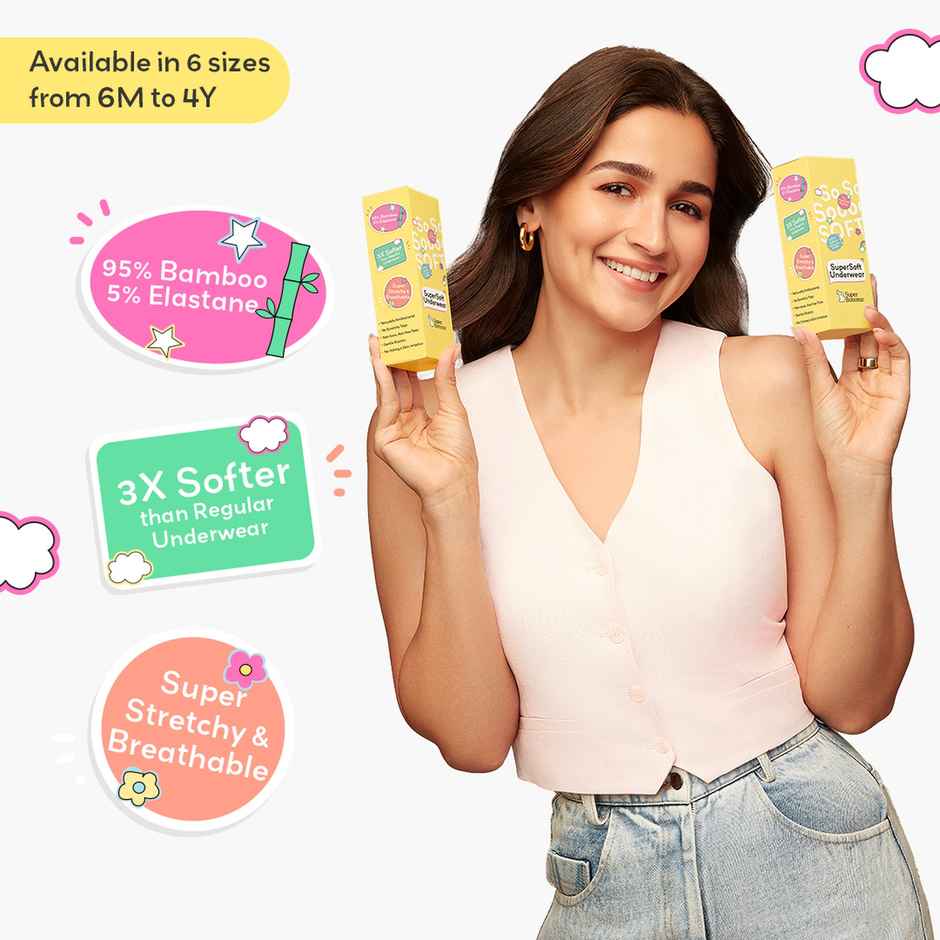 SuperBottoms SuperSoft Baby Brief & Bloomer | Assorted l 3x Soft l3Y - 4Y | Pack of 2