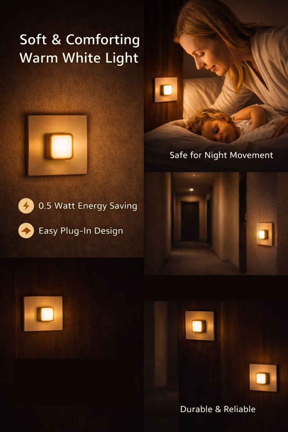 Festivora Nano LED Plug-in Night Lamp | 0.5 Watt | Warm White & Pink