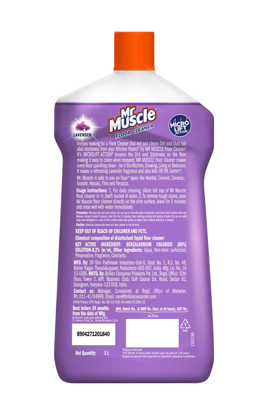 Mr. Muscle Lavender Sparkling Floor Cleaner Liquid