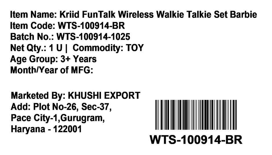 Walkie Talkie Set Barbie