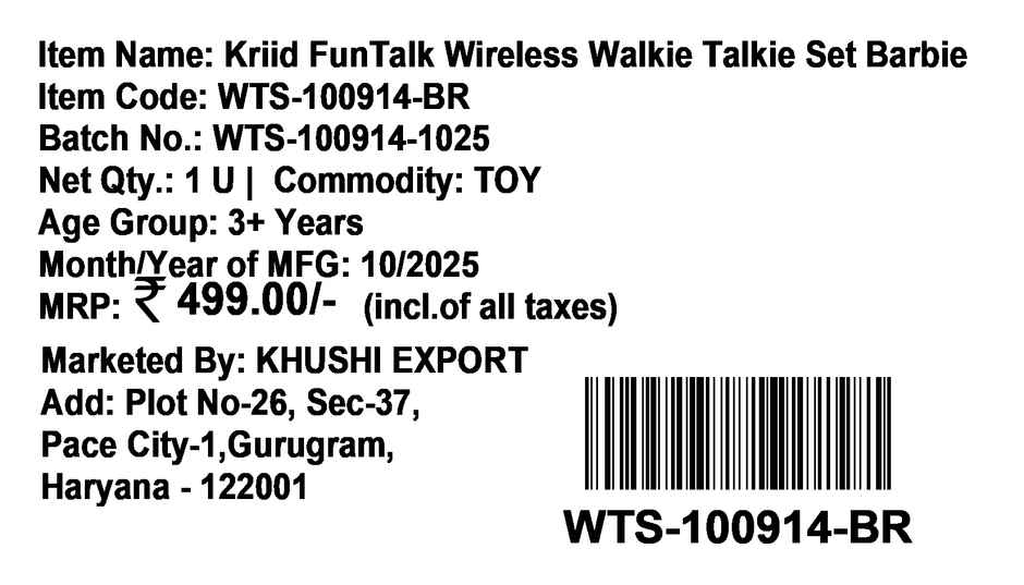 Walkie Talkie Set Barbie