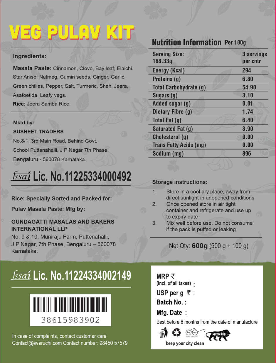 Everuchi Veg Palav Kit