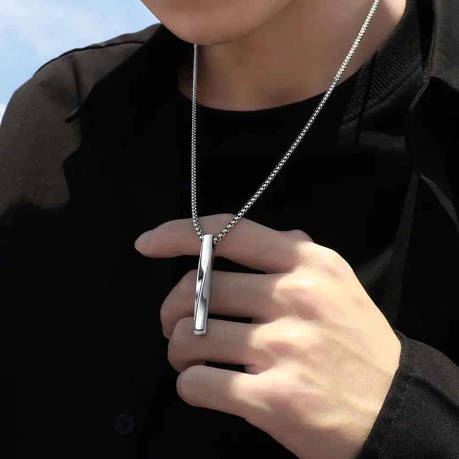 SALTY Alpha Collier Pendant with Chain for Men and Boys| Anti-Tarnish | Silver