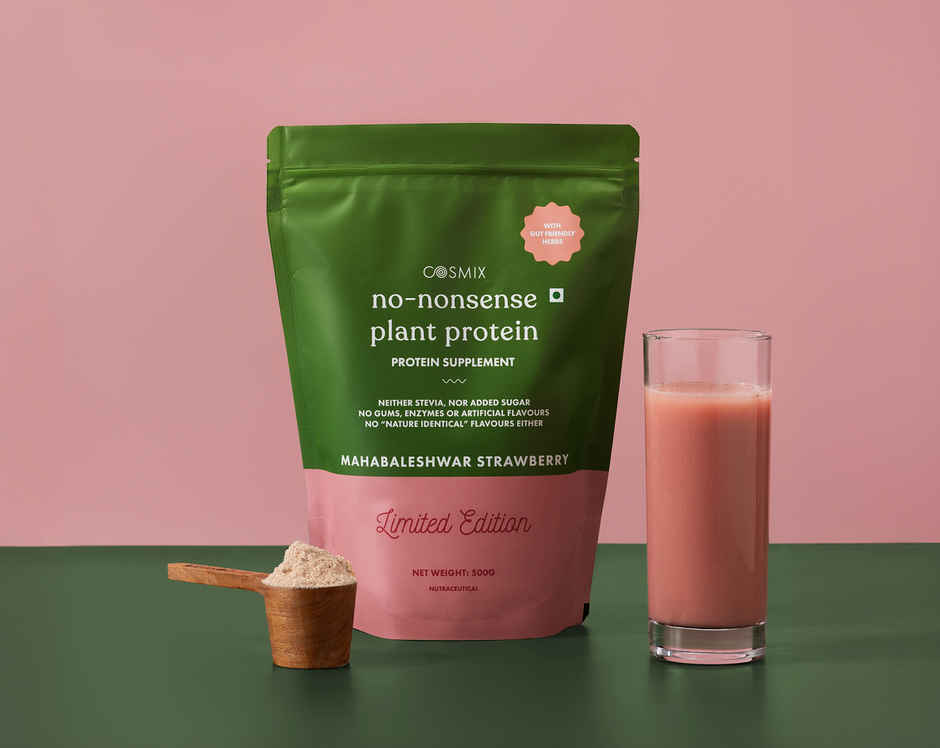 Cosmix No-Nonsense Plant Protein Mahabaleshwar Strawberry, 23g Protein
