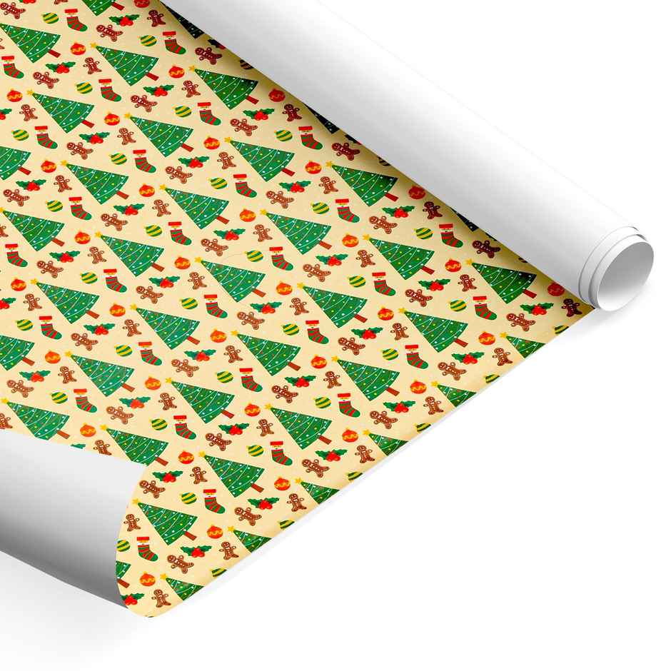 Xmas Tree Beige Wrapping Paper | Mad Over Print