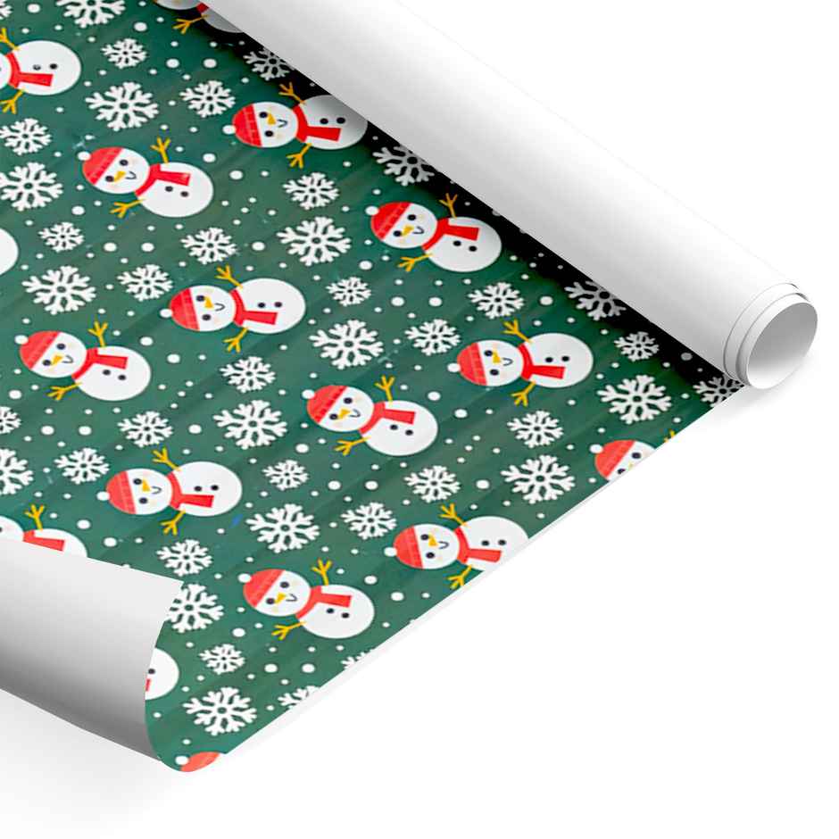 Snowman Green Wrapping Paper | Mad Over Print