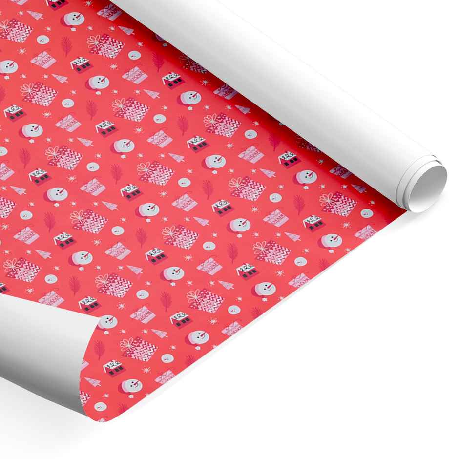 Snowman Red Christmas Wrapping Paper | Mad Over Print