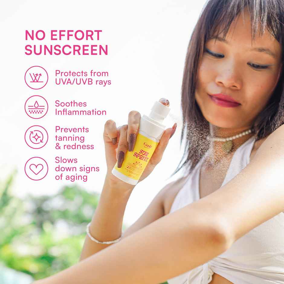 Gush Beauty Sun Spritz Cooling Sunscreen Spray - SPF 50 PA++++ UVA+ UVB | Hydrate, Ultra-Lightweight, Invisible Finish Mist