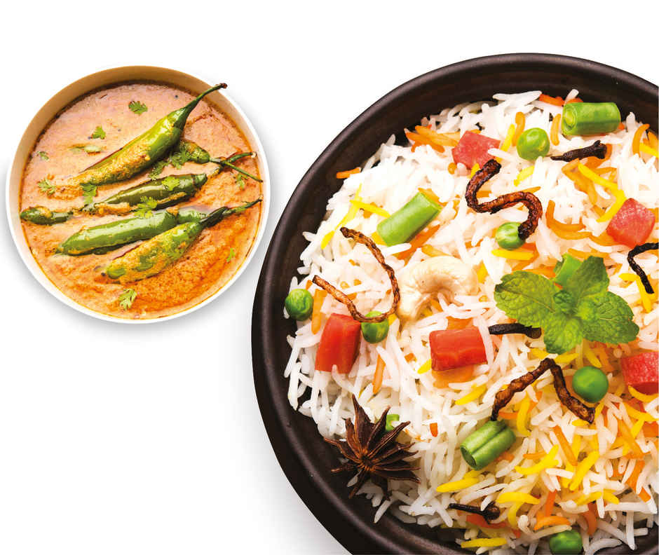 Chhapanbhog Veg Biryani with Mirchi ka Salan