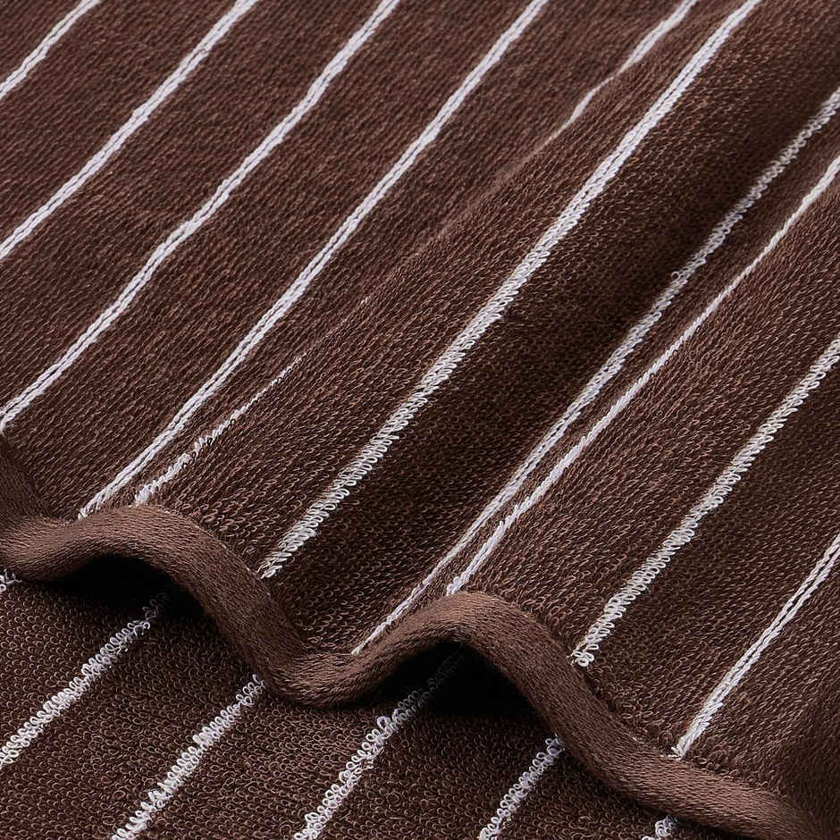 Himeya Pin Stripe 350 GSM Cotton Bath Towel | Chocolate Brown
