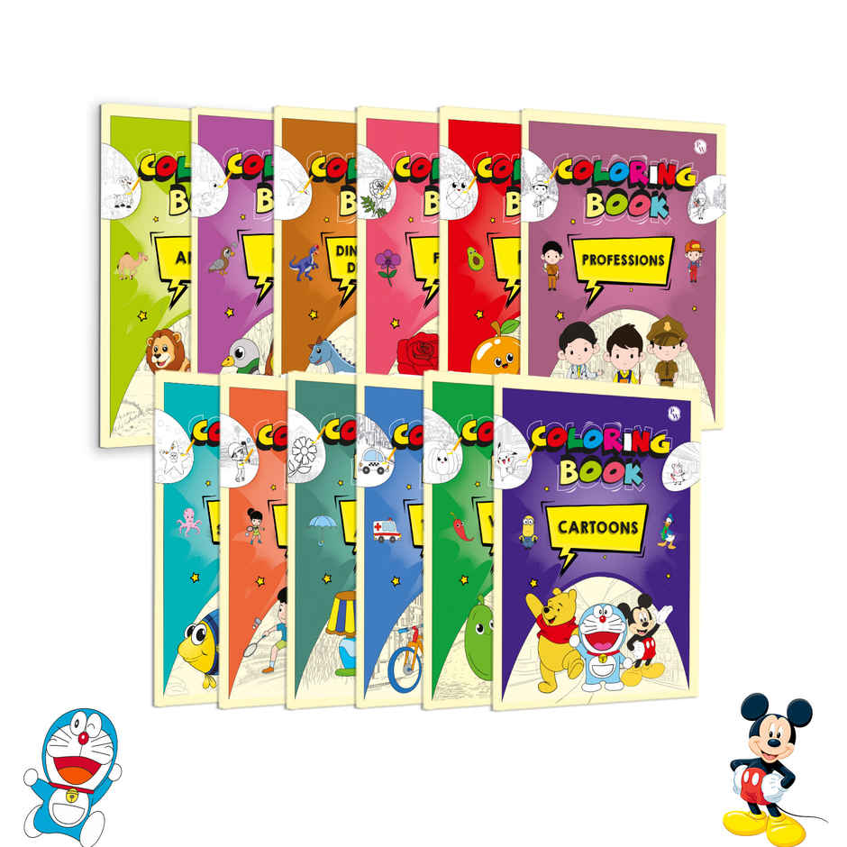 Color Time Coloring Books Set of 12 Books L Fun Activity For Kids | Assorted