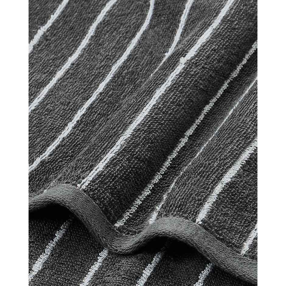 Himeya Pin Stripe 350 GSM Cotton Bath Towel | Neutral Charcoal