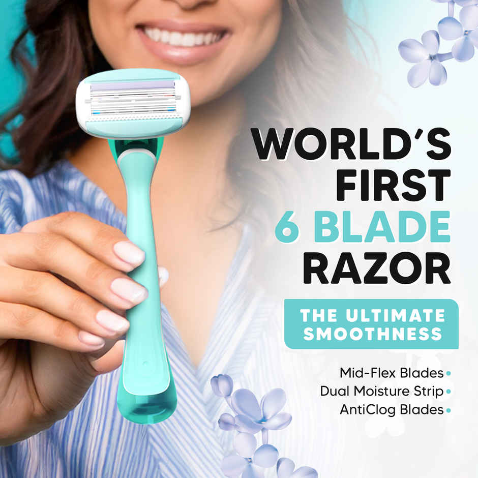 LetsShave Evior 6 Body Shaving Razor for Women | World's First 6-Blades with Mid-Flex Design 