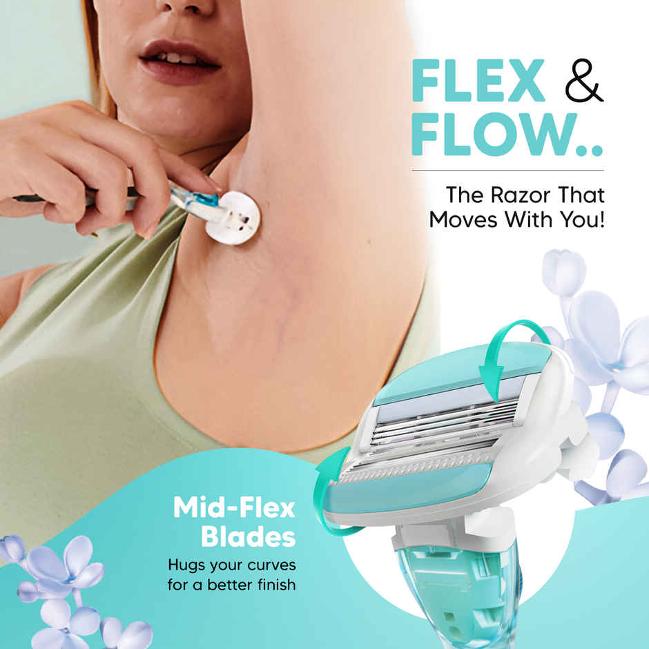 LetsShave Evior 6 Shaving Razor Blades for Women | World's First 6-Blade Mid-Flex Design