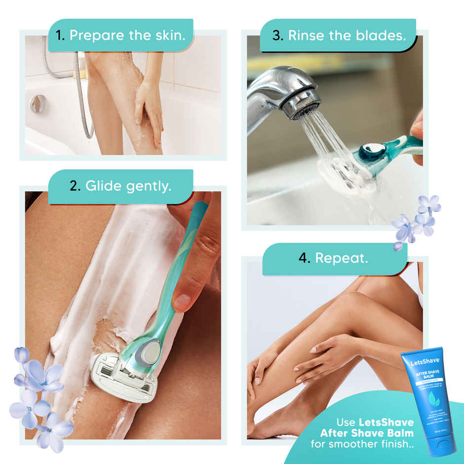 LetsShave Evior 6 Shaving Razor Blades for Women | World's First 6-Blade Mid-Flex Design