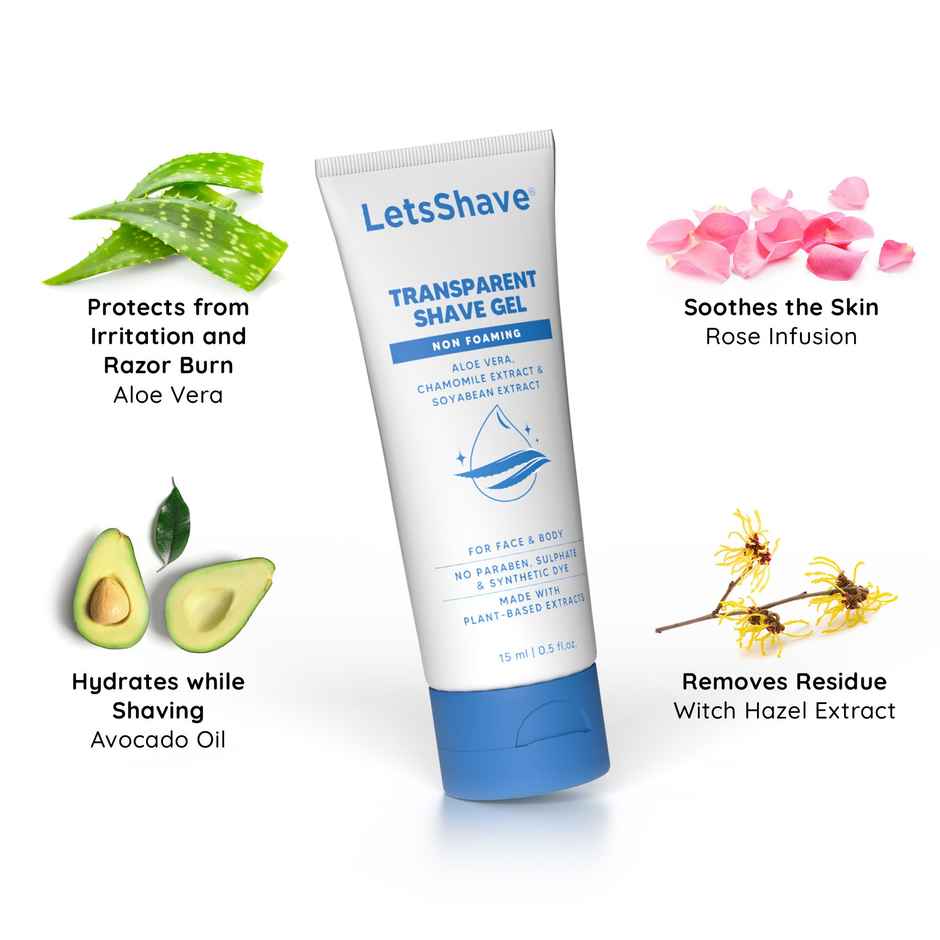 Letsshave Travel Shave Combo for Men | After Shave Balm 30 ml + Transparent Shaving Gel 2x15 ml