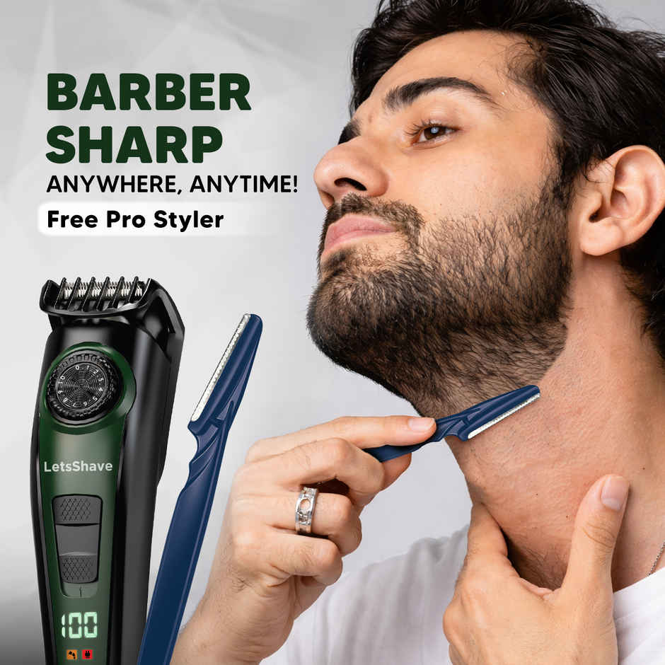 LetsShave All-in-One Beard, Body & Head Trimmer for Men | Type C Fast Charging | Free Pro Styler