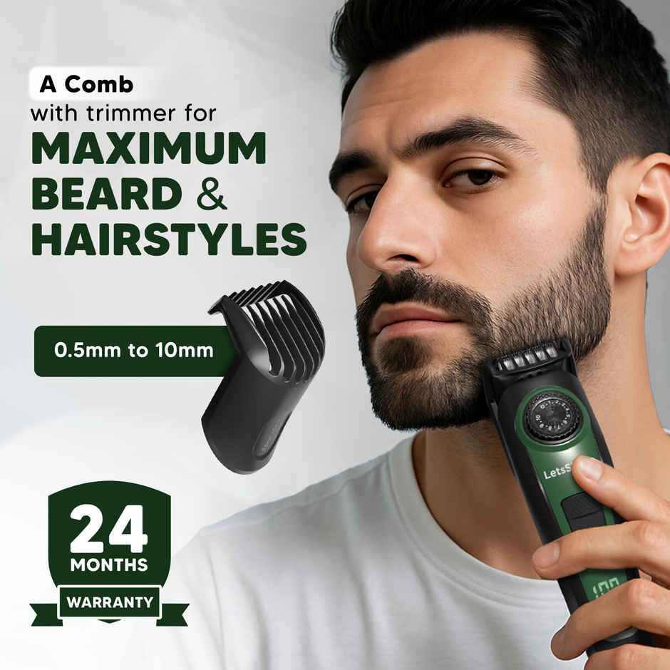 LetsShave All-in-One Beard, Body & Head Trimmer for Men | Type C Fast Charging | Free Pro Styler