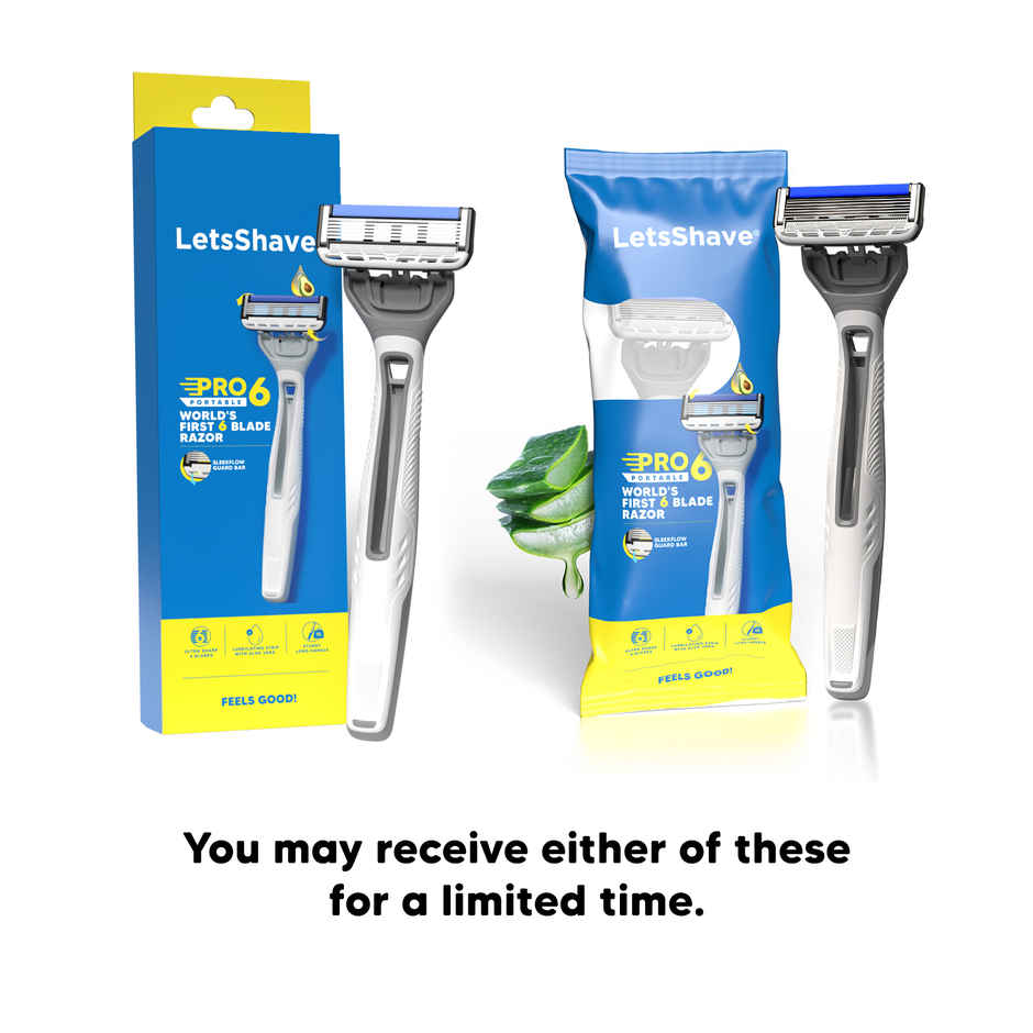 LetsShave Pro 6 Portable Razor for Men | World's First 6-Blade Shaving Razor