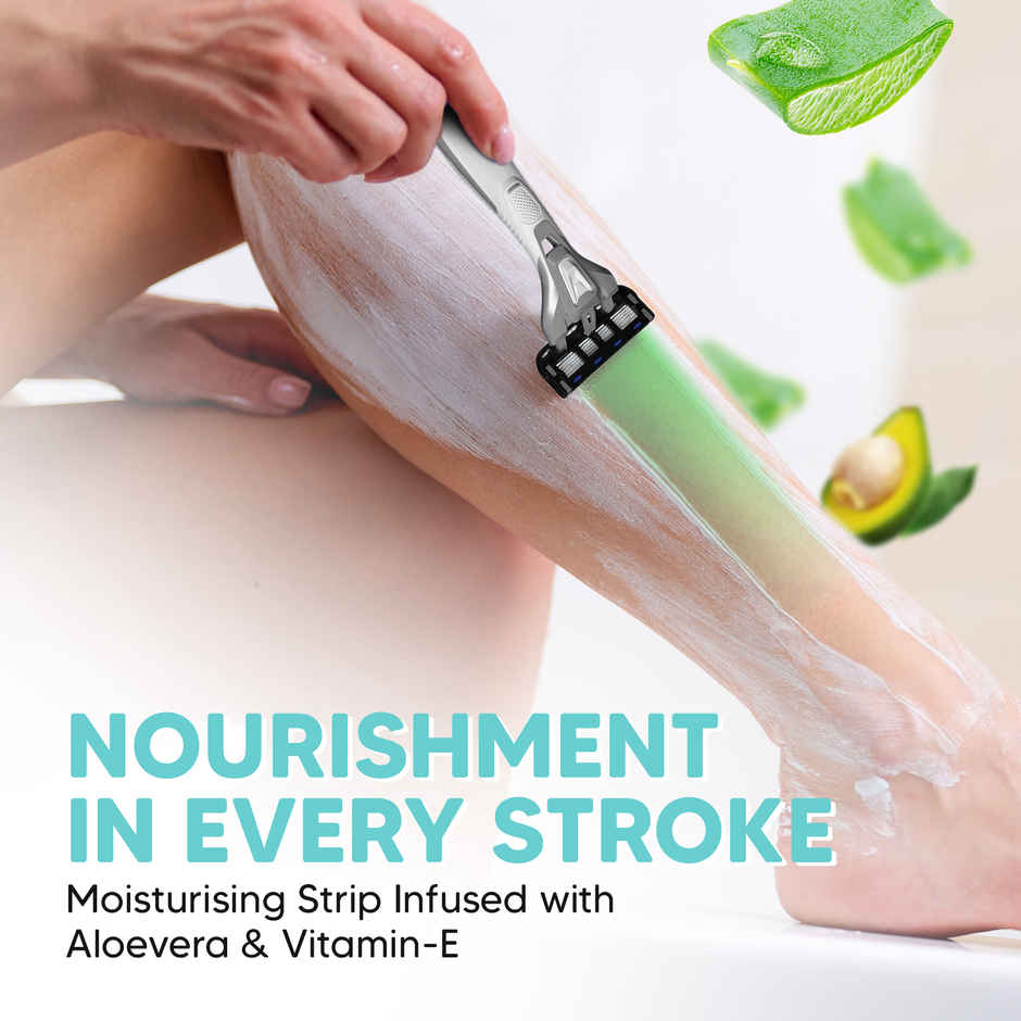 LetsShave Evior 6 Portable Body Shaving Razor for Women | World's First 6-Blade Razor