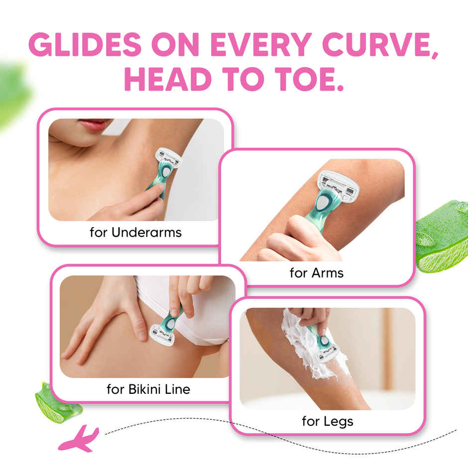 LetsShave Evior Flyyy Razor Set | World's First 6-Blade Compact Shaving Razor for Women