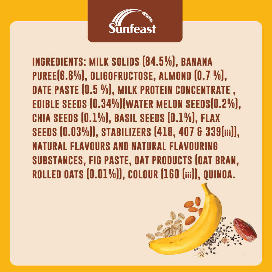Sunfeast Breakfast Smoothie with Oats- No Added Sugar, 6g Protein