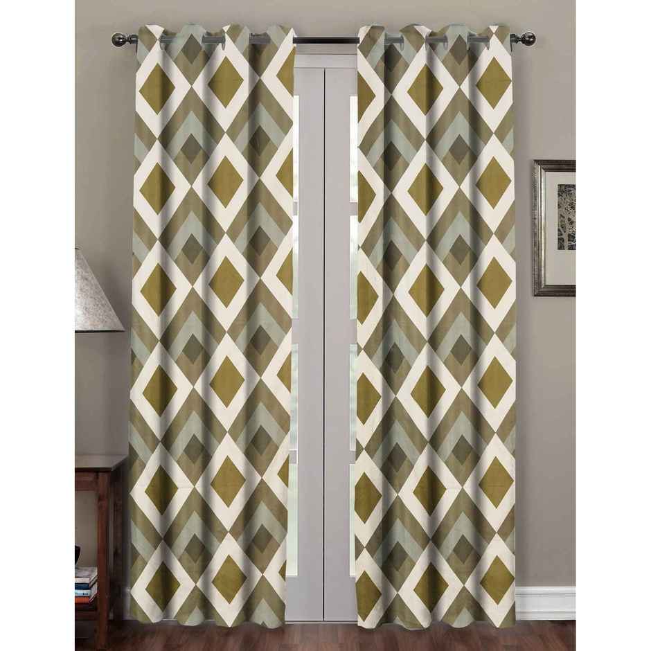 BAY6 Polyester Long Door Curtains - Set of 2 - (8x4 ft) - Dark Green