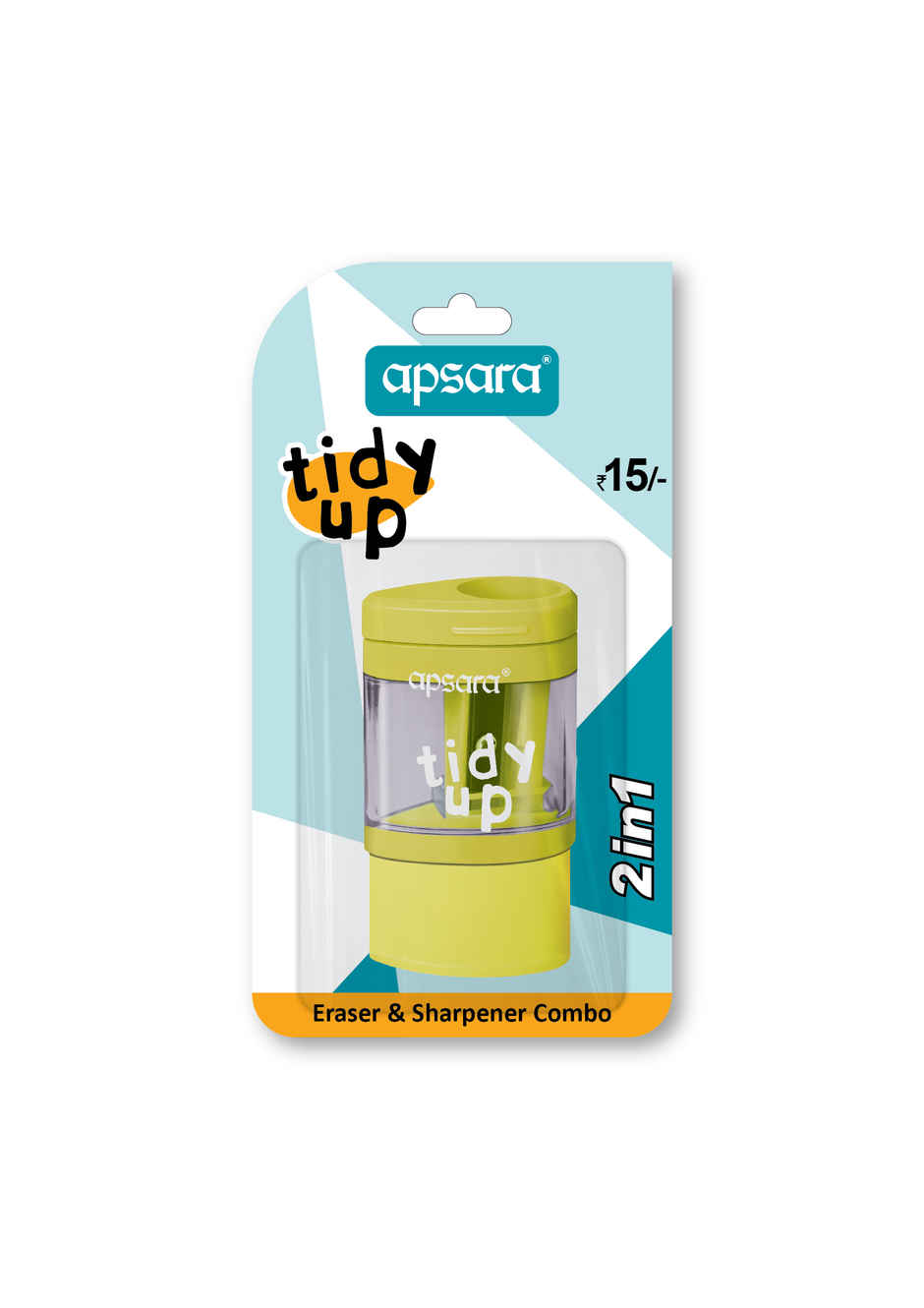 Apsara Tidy Up Pencil Sharpeners + Eraser Combo | Sharp Blades to Gets You a Smooth | Multicolour