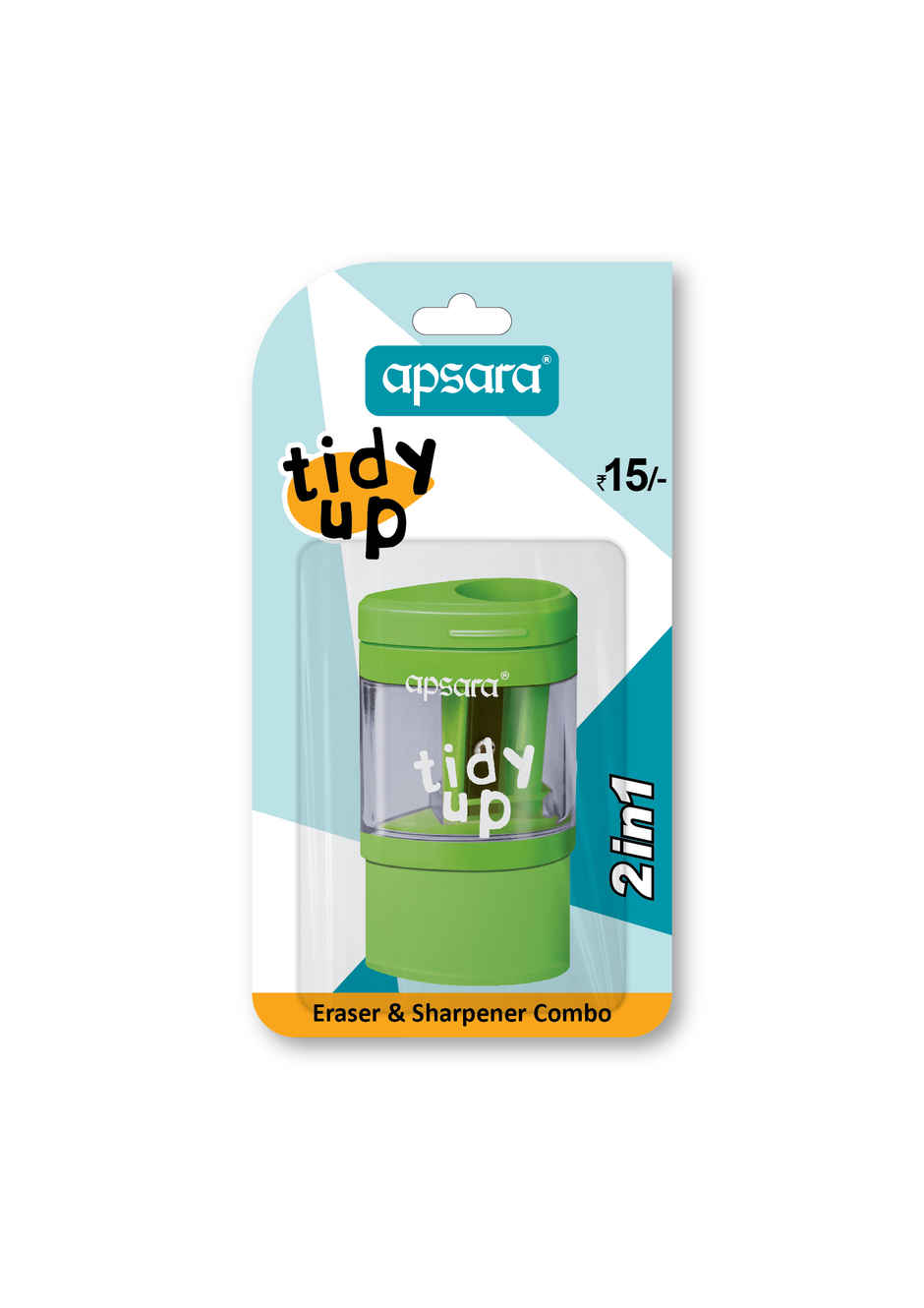 Apsara Tidy Up Pencil Sharpeners + Eraser Combo | Sharp Blades to Gets You a Smooth | Multicolour
