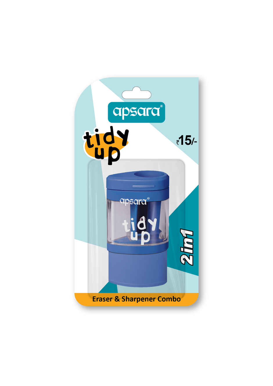 Apsara Tidy Up Pencil Sharpeners + Eraser Combo | Sharp Blades to Gets You a Smooth | Multicolour