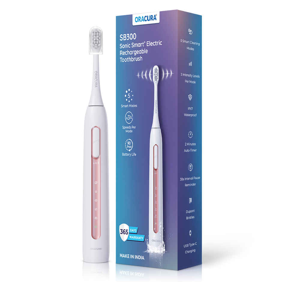 Oracura Sb300 Sonic Smart Rechargeable Electric Toothbrush Peach