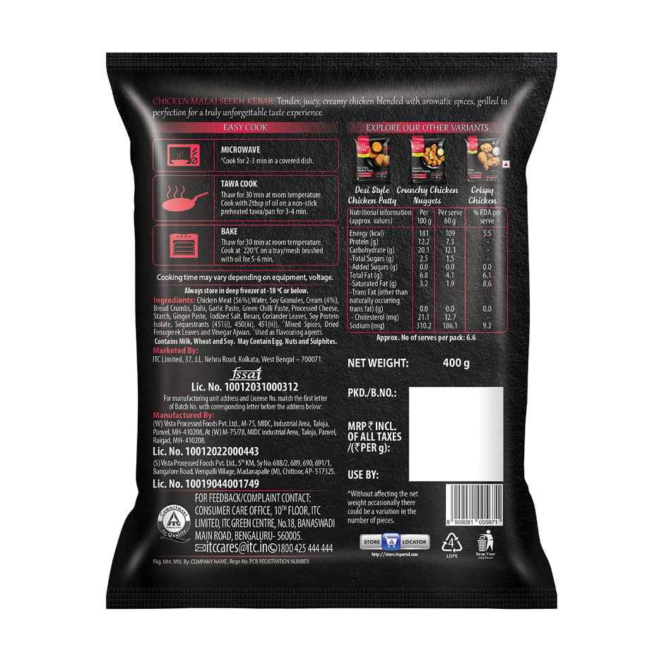 ITC Master Chef Chicken Malai Seekh Kebab | High in Protein | No Added preservatives