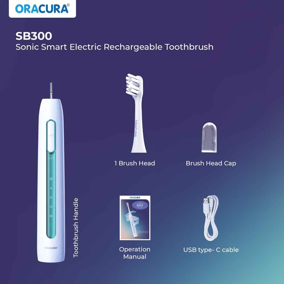 Oracura Sb300 Sonic Smart Rechargeable Electric Toothbrush Green