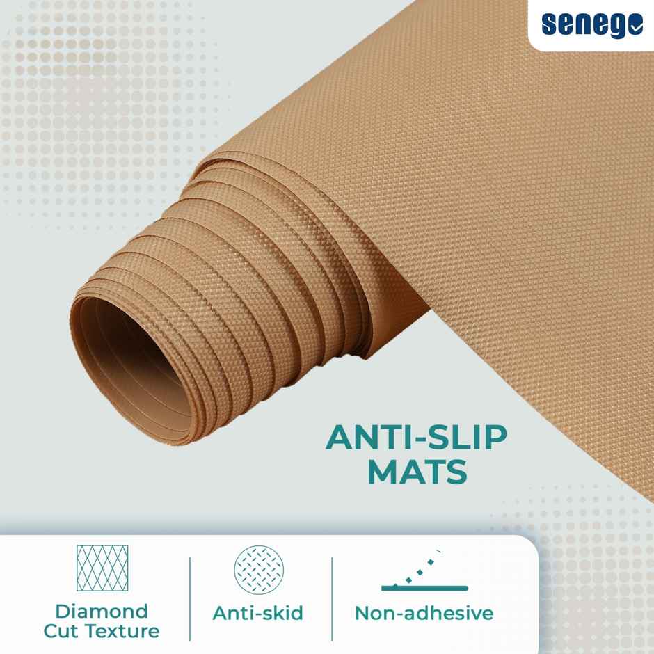 Senego Anti Slip Mat 5m, Shelf Liner Mat for Kitchen/Cupboard/Drawers/Bathroom (45 cm x 5 m), Beige