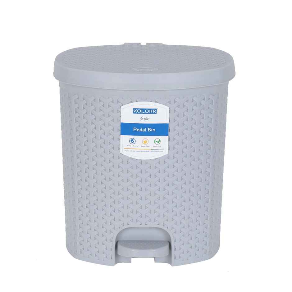 Kolorr Magnum Plastic Pedal Dustbin Medium Size Trash Can With Lid For Kitchen- 6 Liters (Grey)