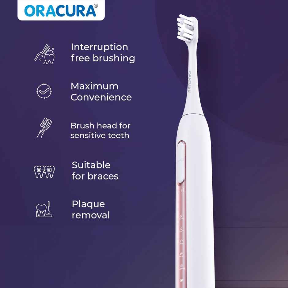 Oracura Sb300 Sonic Smart Rechargeable Electric Toothbrush Peach