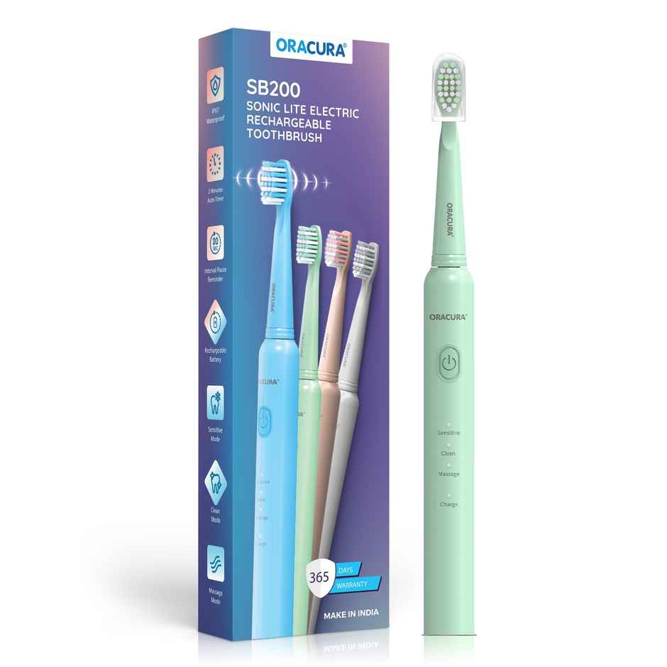 Oracura Sb200 Sonic Lite Rechargeable Electric Toothbrush Green