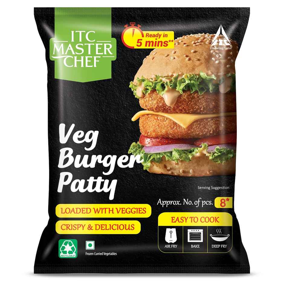 ITC Master Chef Veg Burger Patty | Loaded with Veggies | Crispy & Delicious | 8 pieces