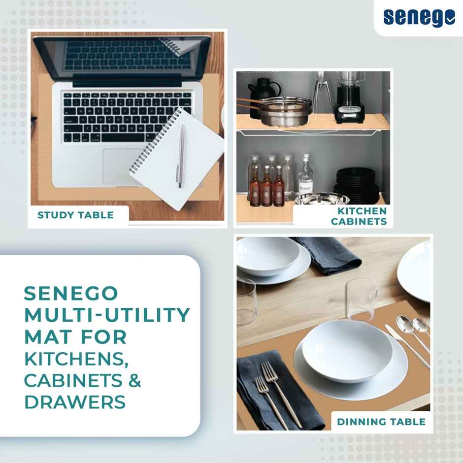 Senego Anti Slip Mat 5m, Shelf Liner Mat for Kitchen/Cupboard/Drawers/Bathroom (45 cm x 5 m), Beige