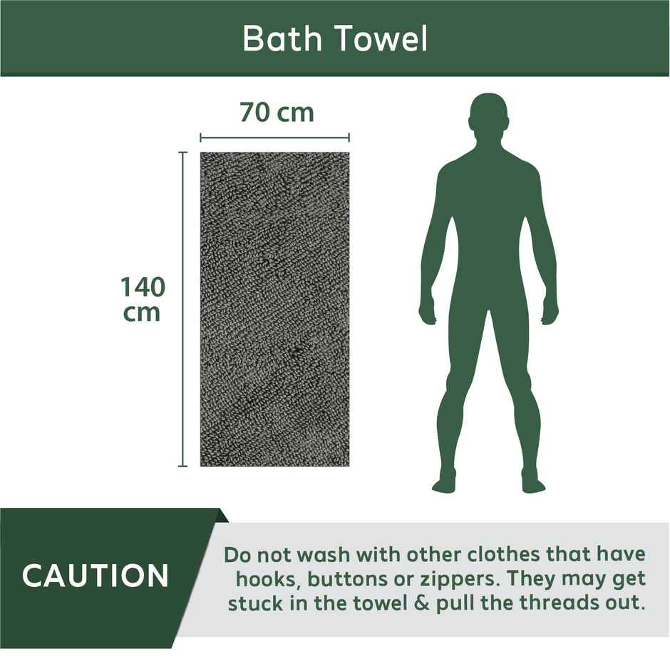 Heelium Bamboo Bath Towel Ultra Absorbent Soft & Odour-Free - Grey | 140 x 70 Cm | 600 Gsm