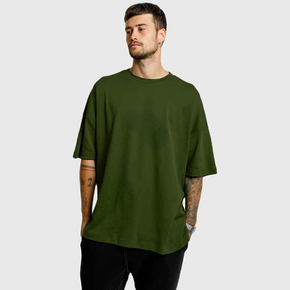 De Tees Men's Oversize T-shirt | M-OST-OLIVE-GREEN-HOPE | Olive - M