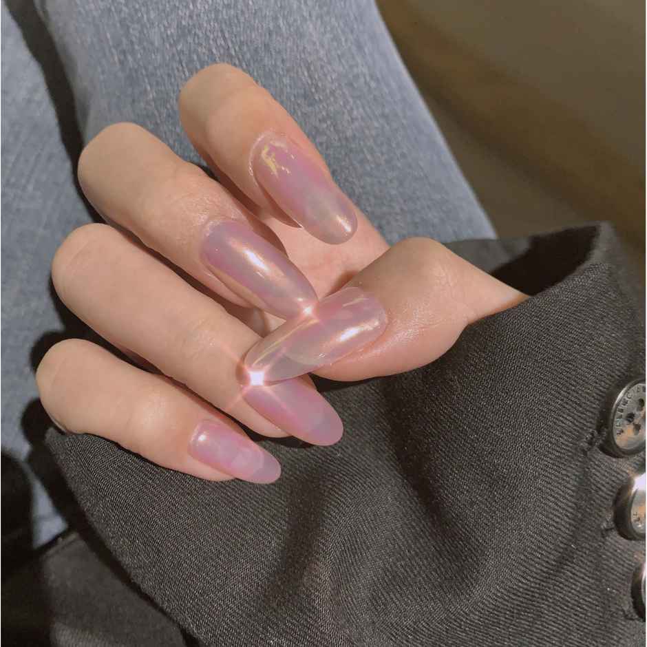 Gush Beauty Nailed It Reusable Press On Nails with Application Kit | Fairy Dust - Medium Round