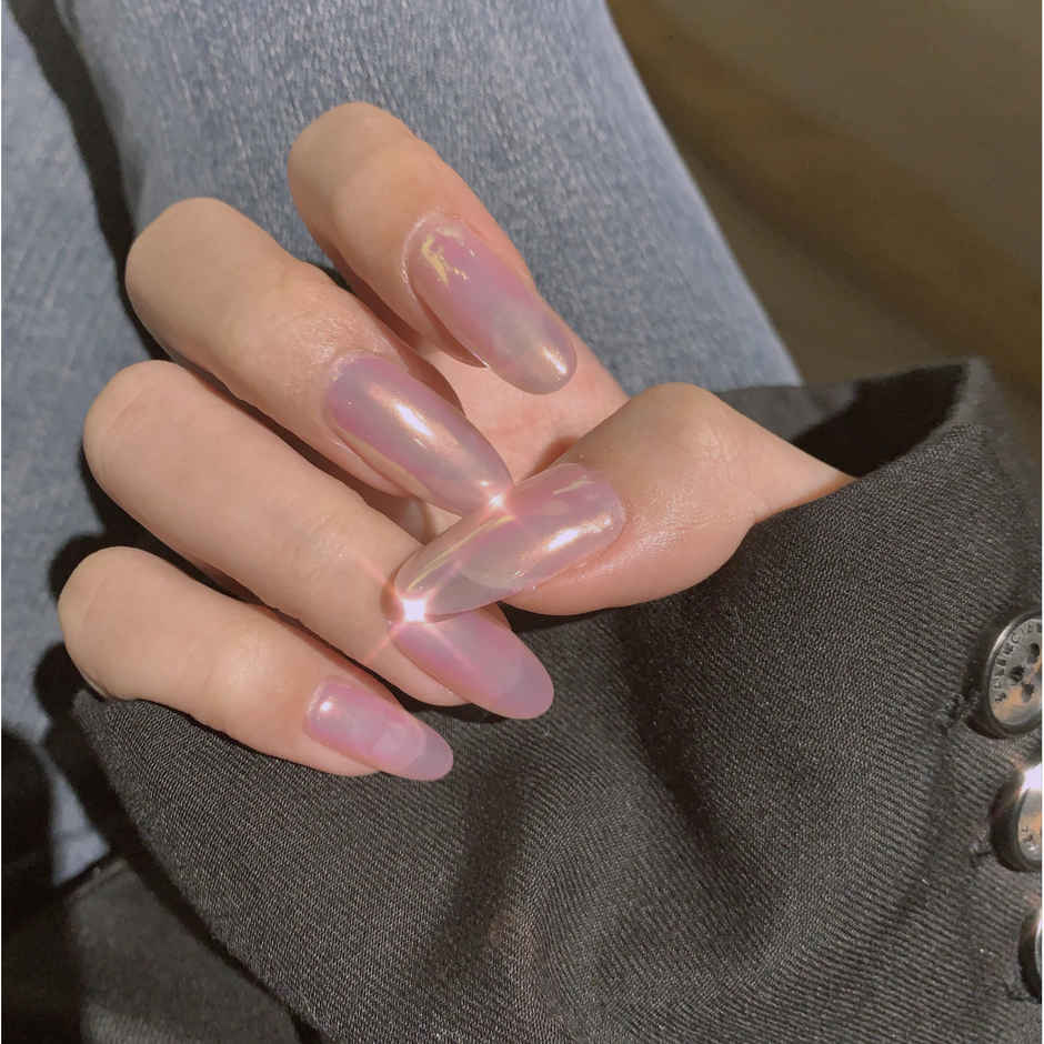 Gush Beauty Nailed It Reusable Press On Nails with Application Kit | Fairy Dust - Medium Round